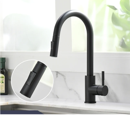 Sink Faucet Pull Down Household Kitchen Mixer Tap Modern Faucet Hot & Cold Kitchen Mixer Black Kitchen Water Faucets