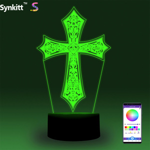 Cross Usb Touch Sensor Led Night Light With Remote Control Acrylic Led Lights For Room Decoration