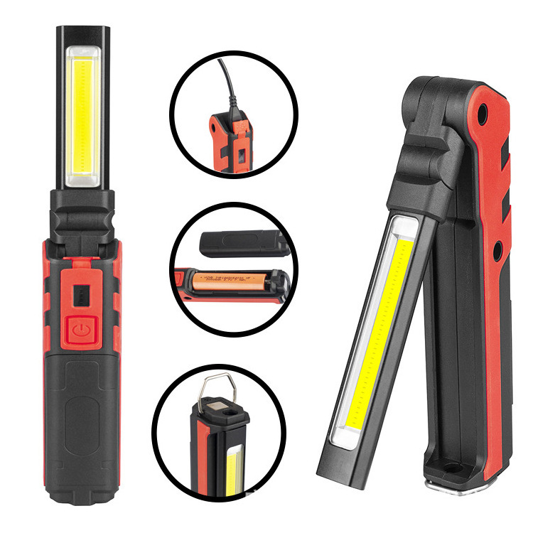 Strong light COB rechargeable work lamp foldable multi-functional portable emergency car repair work inspection lamp