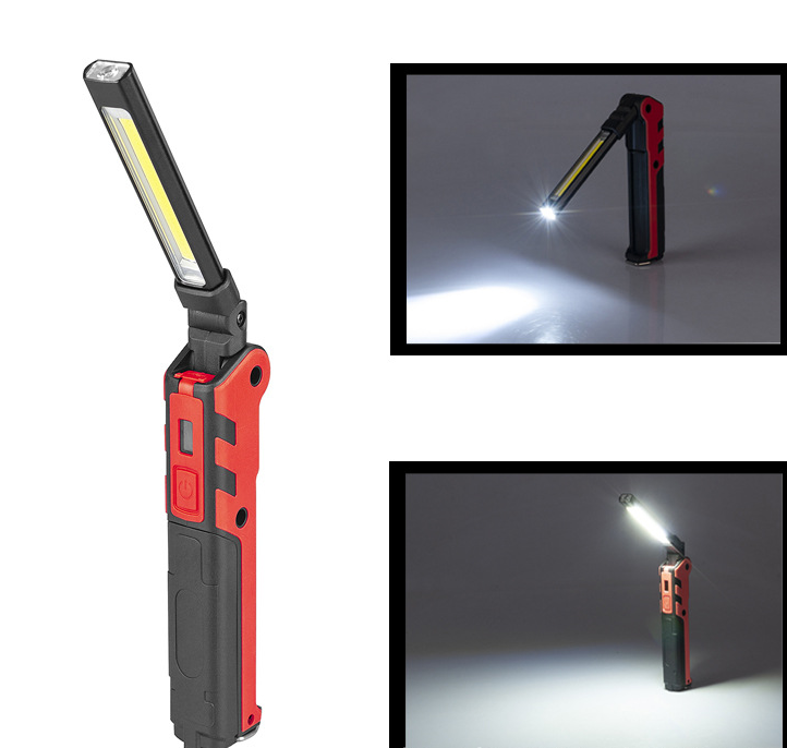 Strong light COB rechargeable work lamp foldable multi-functional portable emergency car repair work inspection lamp