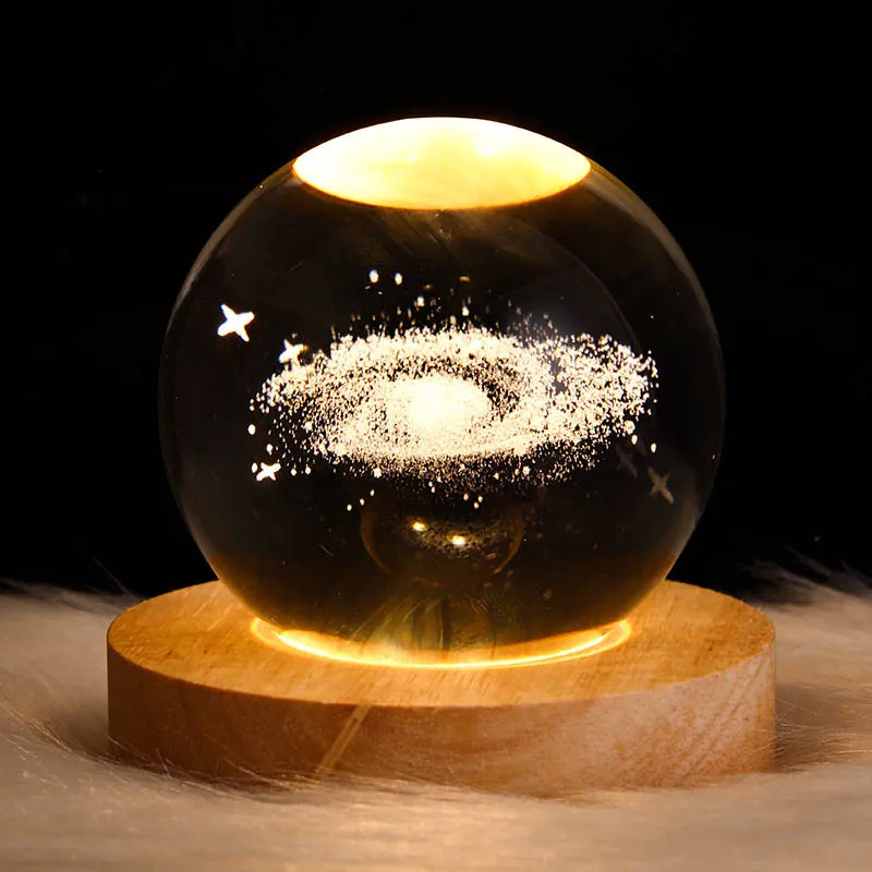 3d Art Crystal Ball Night Lamp Luminous Crystal Ball Decoration  Led Night Lights Desktop Home Decor