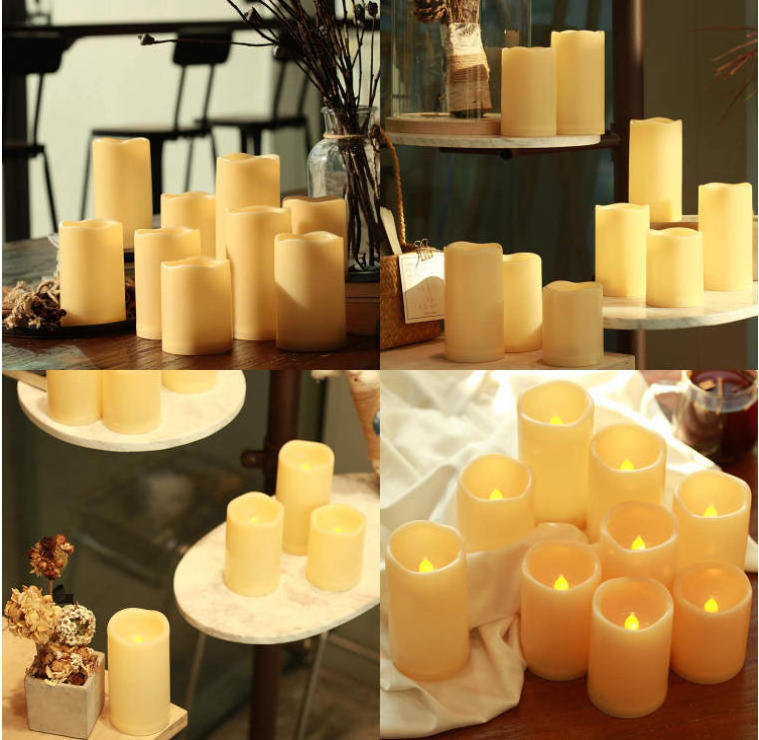 Large Waterproof Outdoor Flameless Candles with Remote Control  Battery Operated Flickering LED Pillar Candles for Outdoor