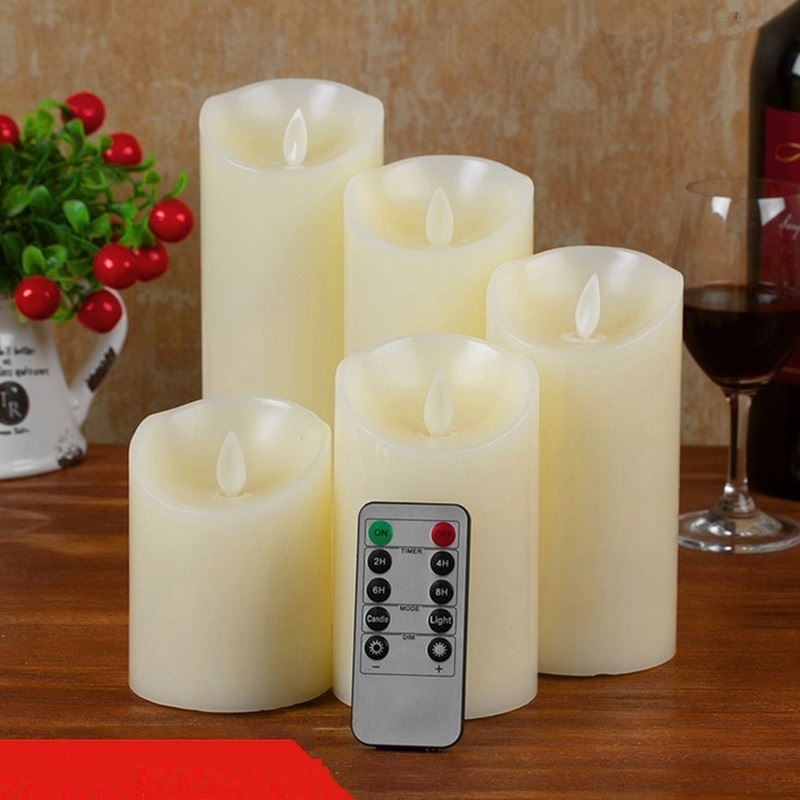 Stylish home decoration 3d real flame pillar smart grey glass led candle light