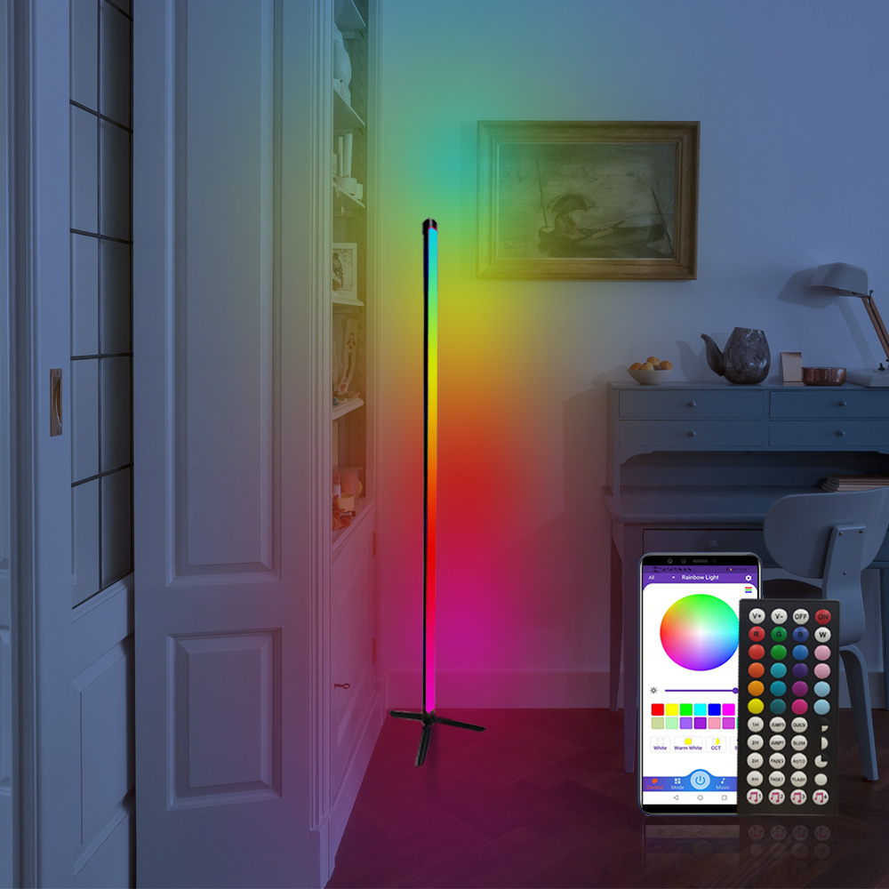 Self Living Room Rgb Smart 4 Foot Led Linear Indirect Bollard Lamp Corner Floor Light