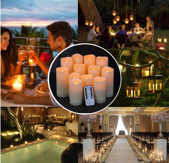 Large Waterproof Outdoor Flameless Candles with Remote Control  Battery Operated Flickering LED Pillar Candles for Outdoor