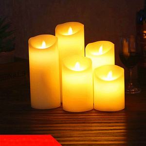 Stylish home decoration 3d real flame pillar smart grey glass led candle light