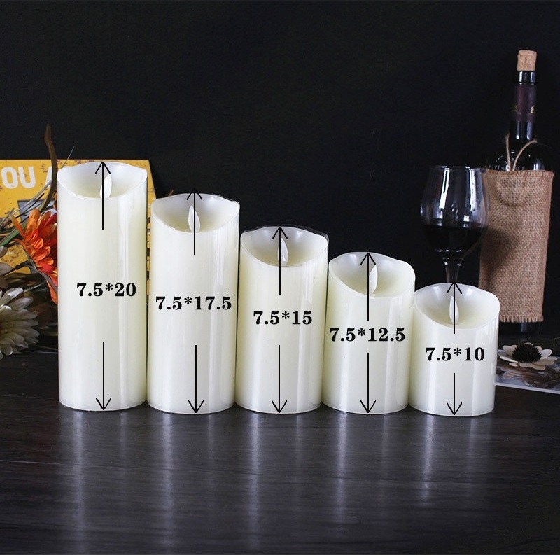 Stylish home decoration 3d real flame pillar smart grey glass led candle light