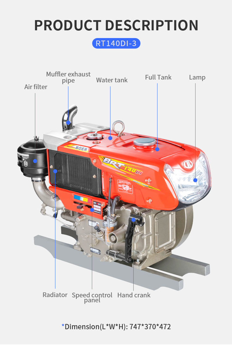 Air Cooled 2 cylinder diesel engines for tractor