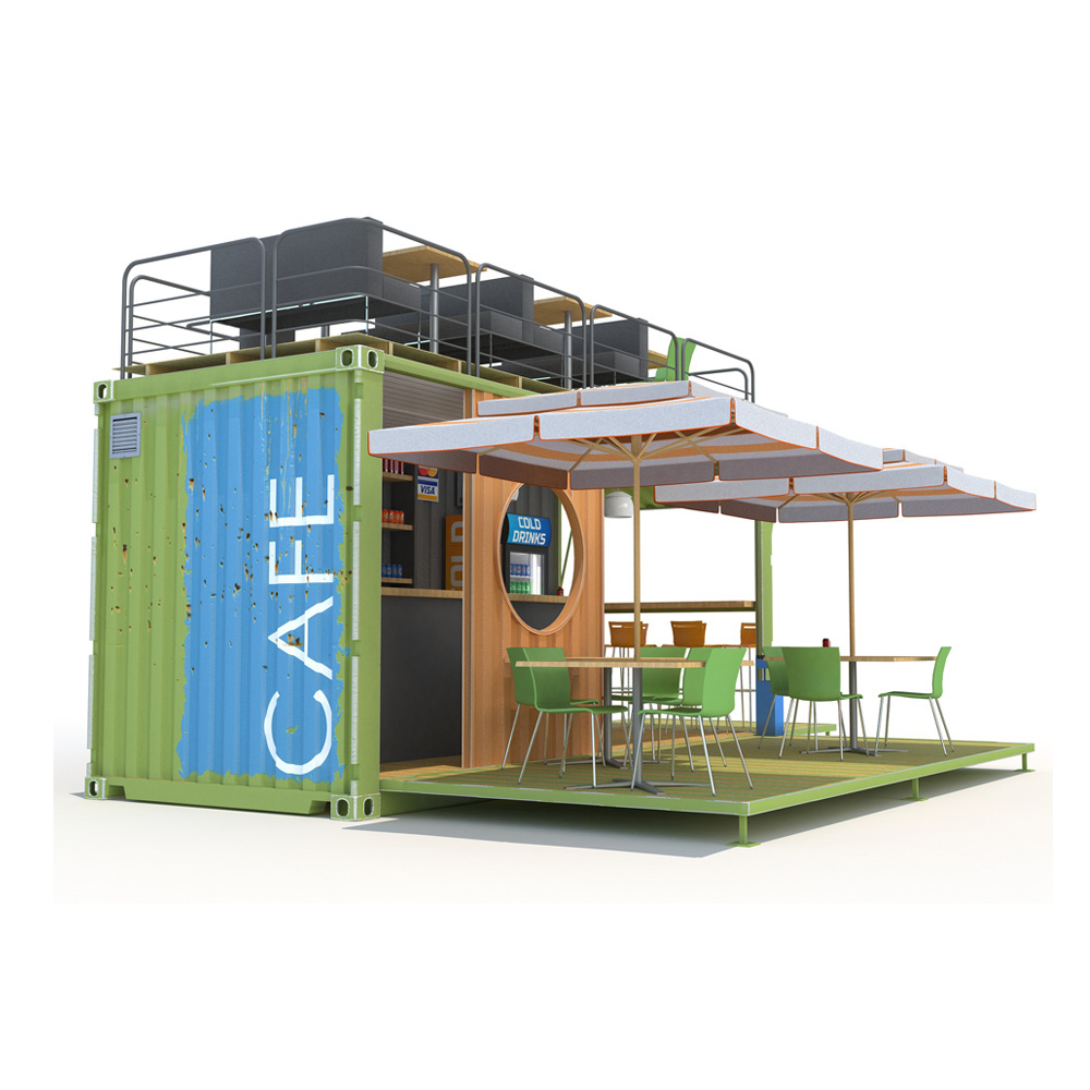 2024 Hot sales coffee storage container Steel Buildings Converted Two-story Pop-up container bar long beach container