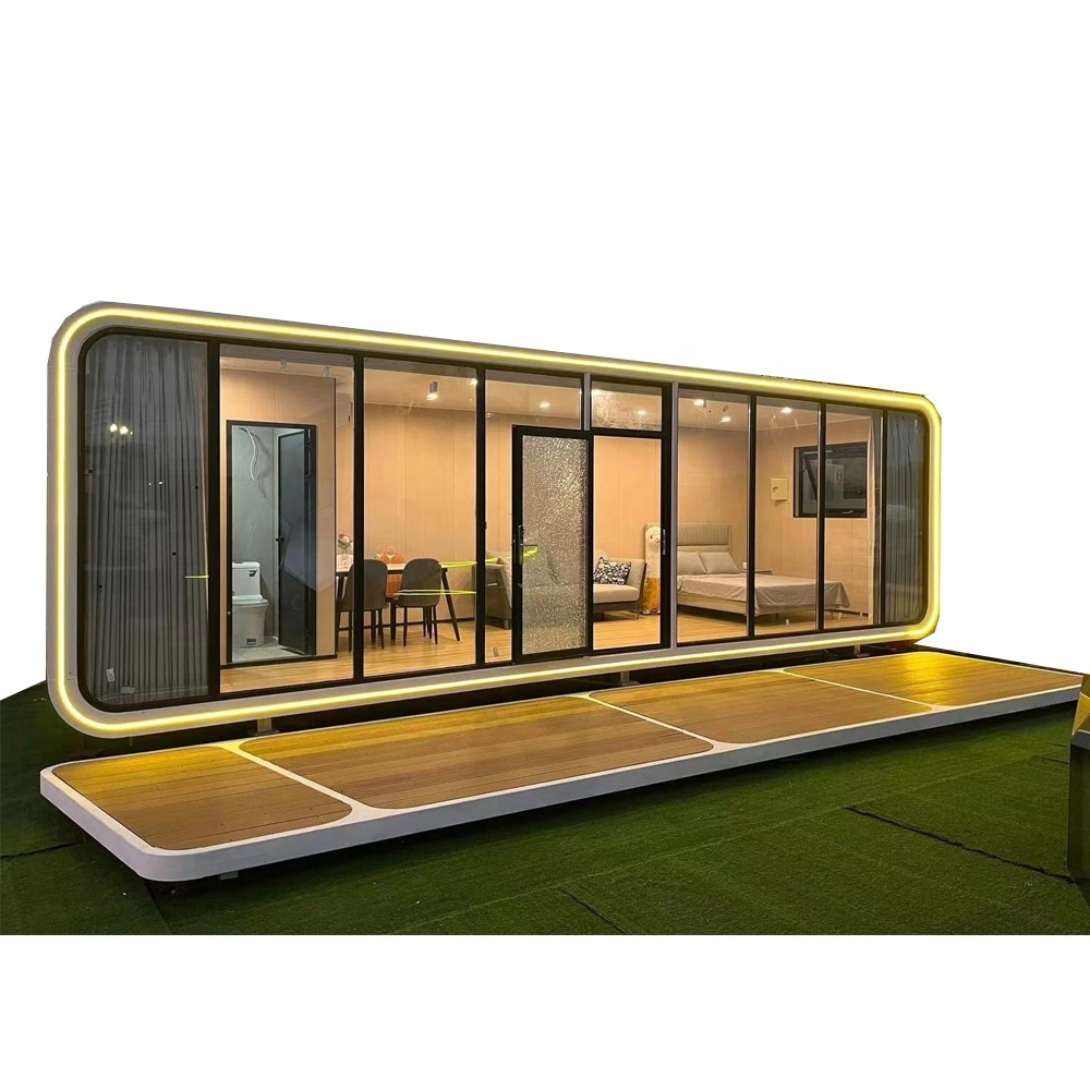 38 M2 Model E7 Solar capsule house With 2 bedroom/Kitchen/Bathroom Luxury Apple Cabin capsule home vessel House modular homes