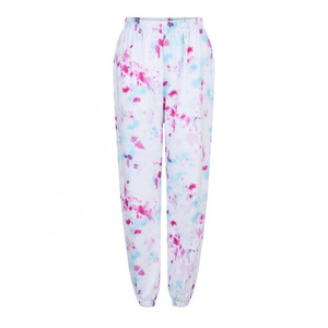 Tie Dye Custom Design Elastic Waist Baggy Pants Gym Wear Sweat Pants For Women