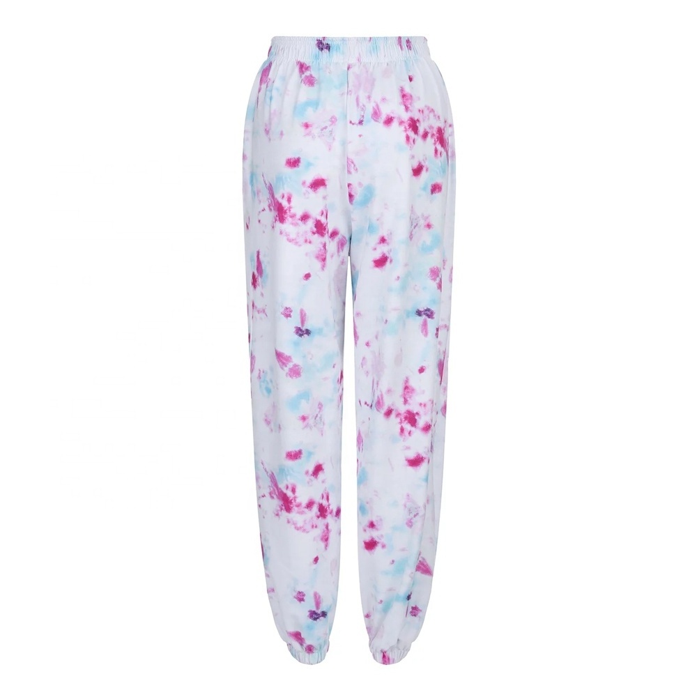 Tie Dye Custom Design Elastic Waist Baggy Pants Gym Wear Sweat Pants For Women