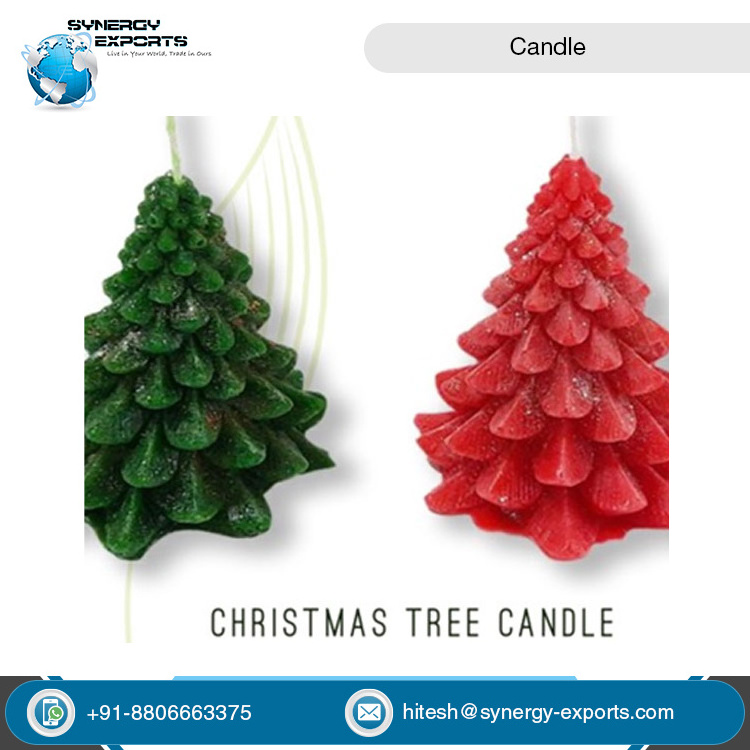 Globally Supply Widely Used Premium Quality Paraffin Wax Christmas Tree Candle Colored Unscented Candles for Decoration