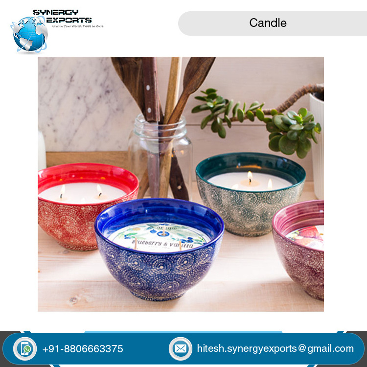 Contract Manufacturing Selling Best Aromatherapy Scented Candles Paraffin Wax Bohemian Ceramic Bowl Candle