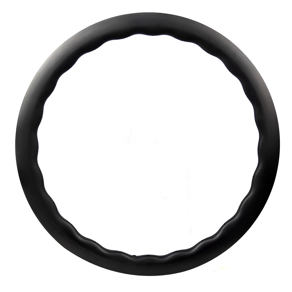 BIKEDOC RDTW28  New 700C Carbon Road Disc Rim Marbled Wavy Shape 24H Carbon Gravel Tubeless Wheels