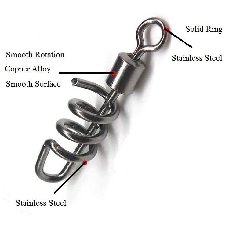 Fishing Swivel With Screwed Snap Swirl Clip Corkscrew Link