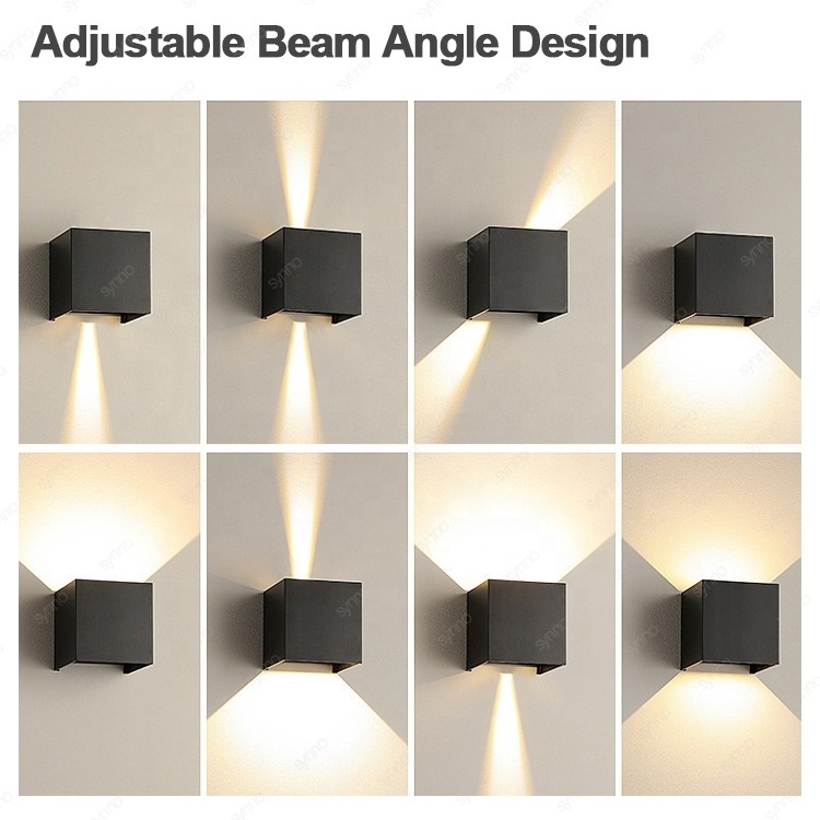 Modern nordic aluminum square up down indoor outdoor wall bracket lights lamp decorative wall sconce bedroom led wall lamps