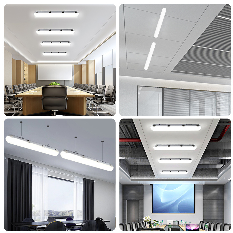 Aluminum 130lm/w ip65 waterproof vapor tight industrial workshop linear led batten lights tri-proof led triproof light