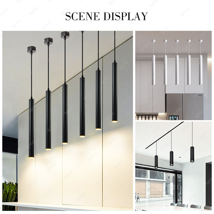 Modern Kitchen Dining Island Room Decoration Aluminum Hanging Pipe Chandelier Pendant Lamp Cylinder Long Tube Led Pendant Light