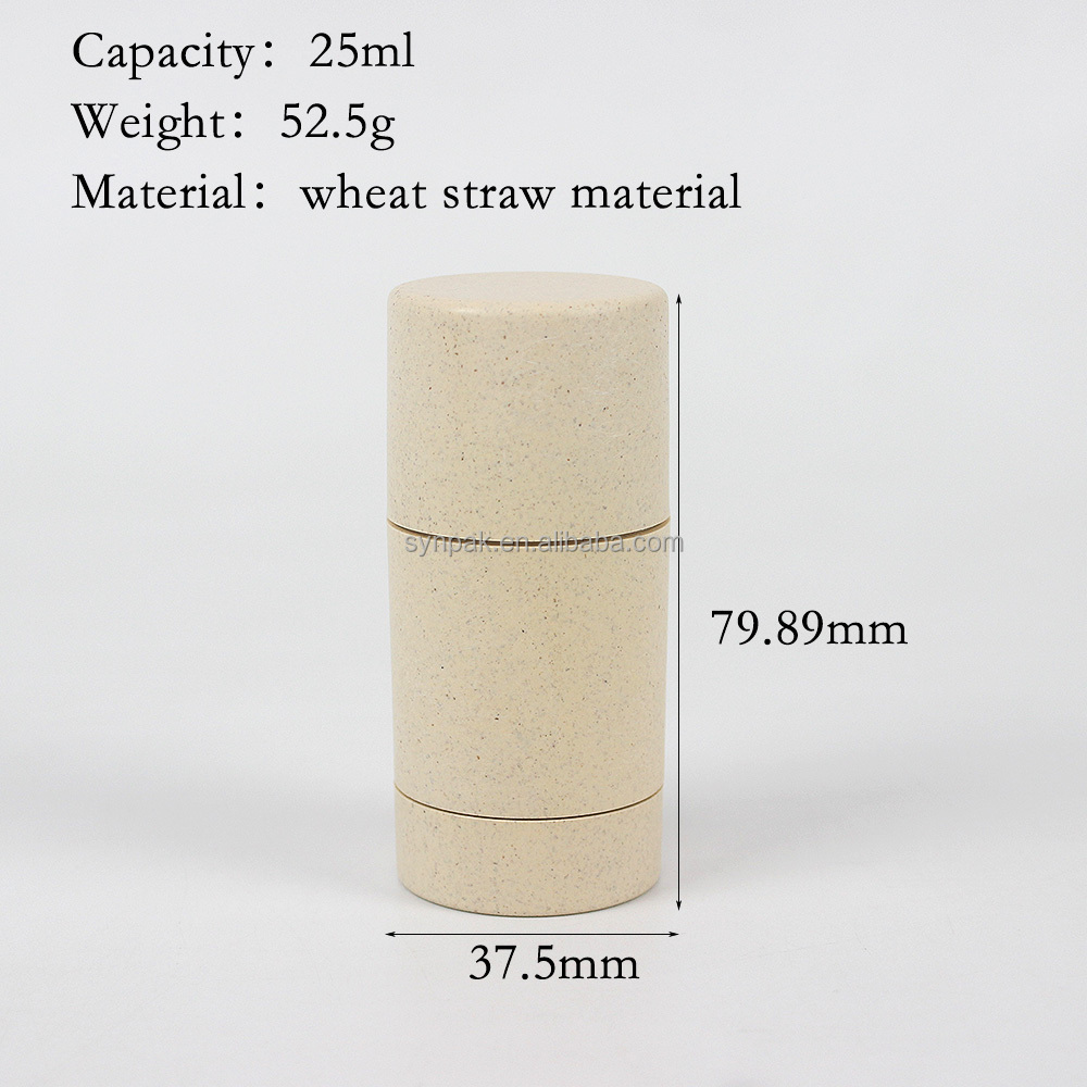 25ml empty Round Antiperspirant Deodorant tube biodegradable wheat straw twist up Deodorant Stick Container