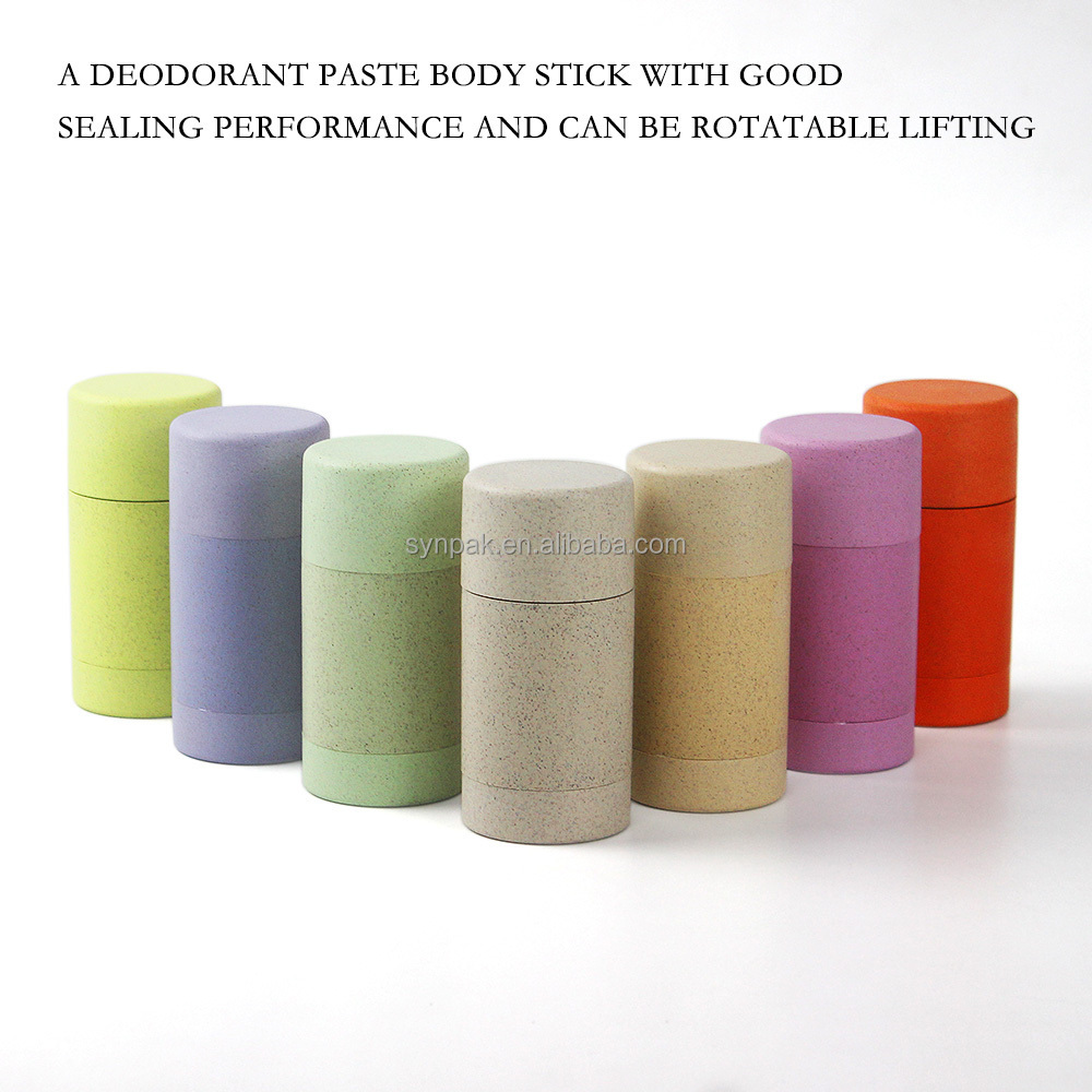 75ml Custom empty biodegradable wheat straw PCR twist up Deodorant Stick Antiperspirant Round tube Container