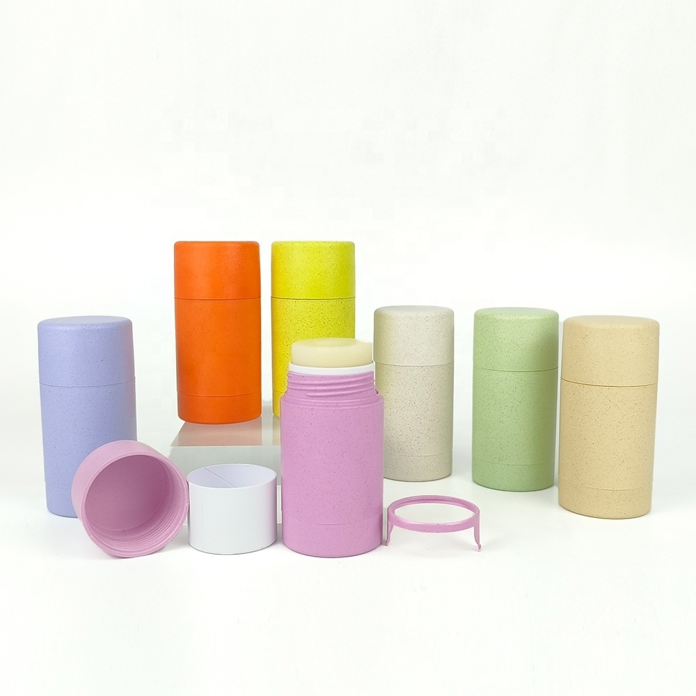 45ml Biodegradable Kraft Paper Inner Barrel Eco-Friendly Twisted up Refillable Deodorant Container Screw Cap Wheat Straw Body