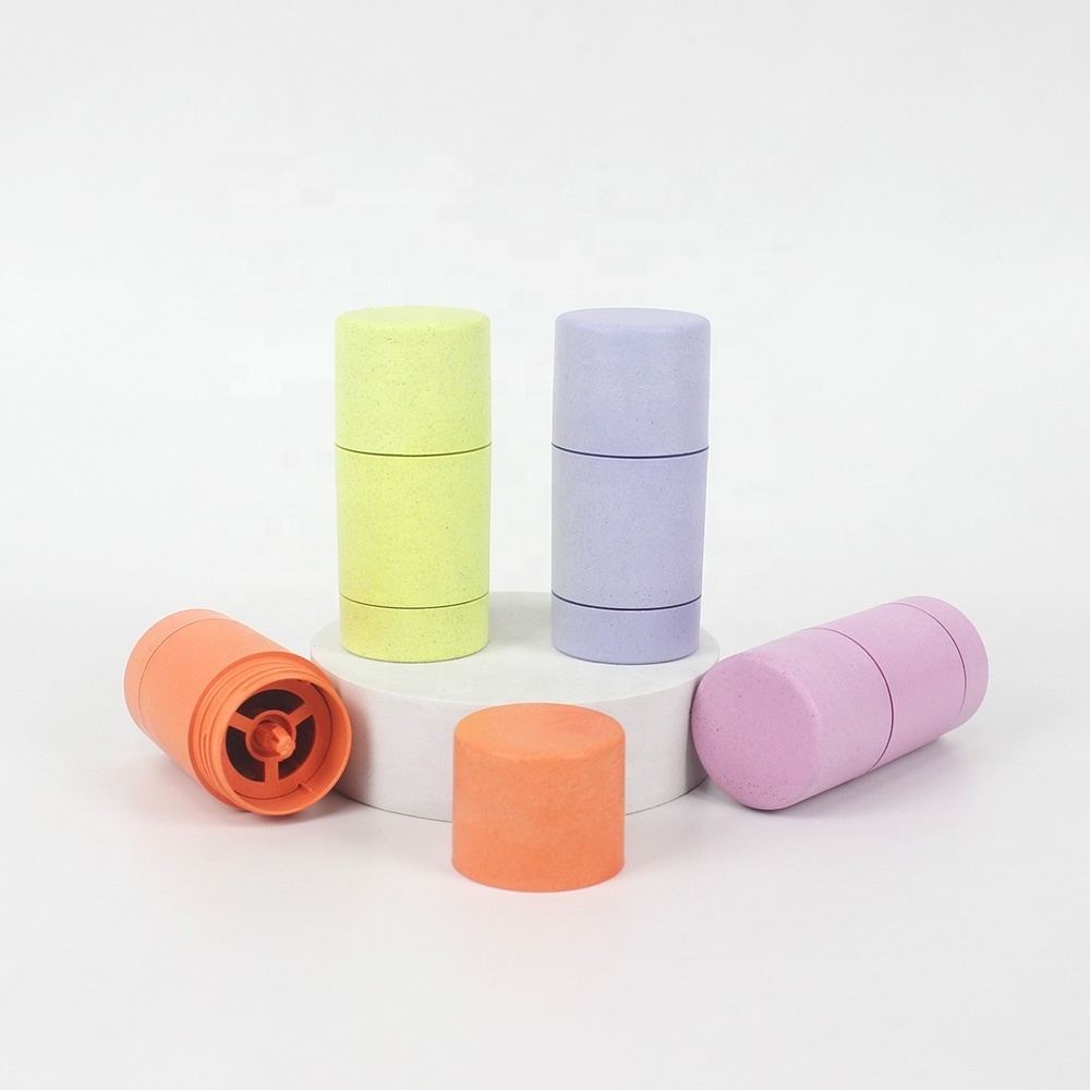 25ml Biodegradable Wheat Straw Twist-Up Deodorant Stick Container Empty round Antiperspirant Tube with Screw Cap Seal