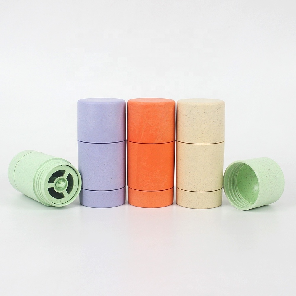 25ml Biodegradable Wheat Straw Twist-Up Deodorant Stick Container Empty round Antiperspirant Tube with Screw Cap Seal