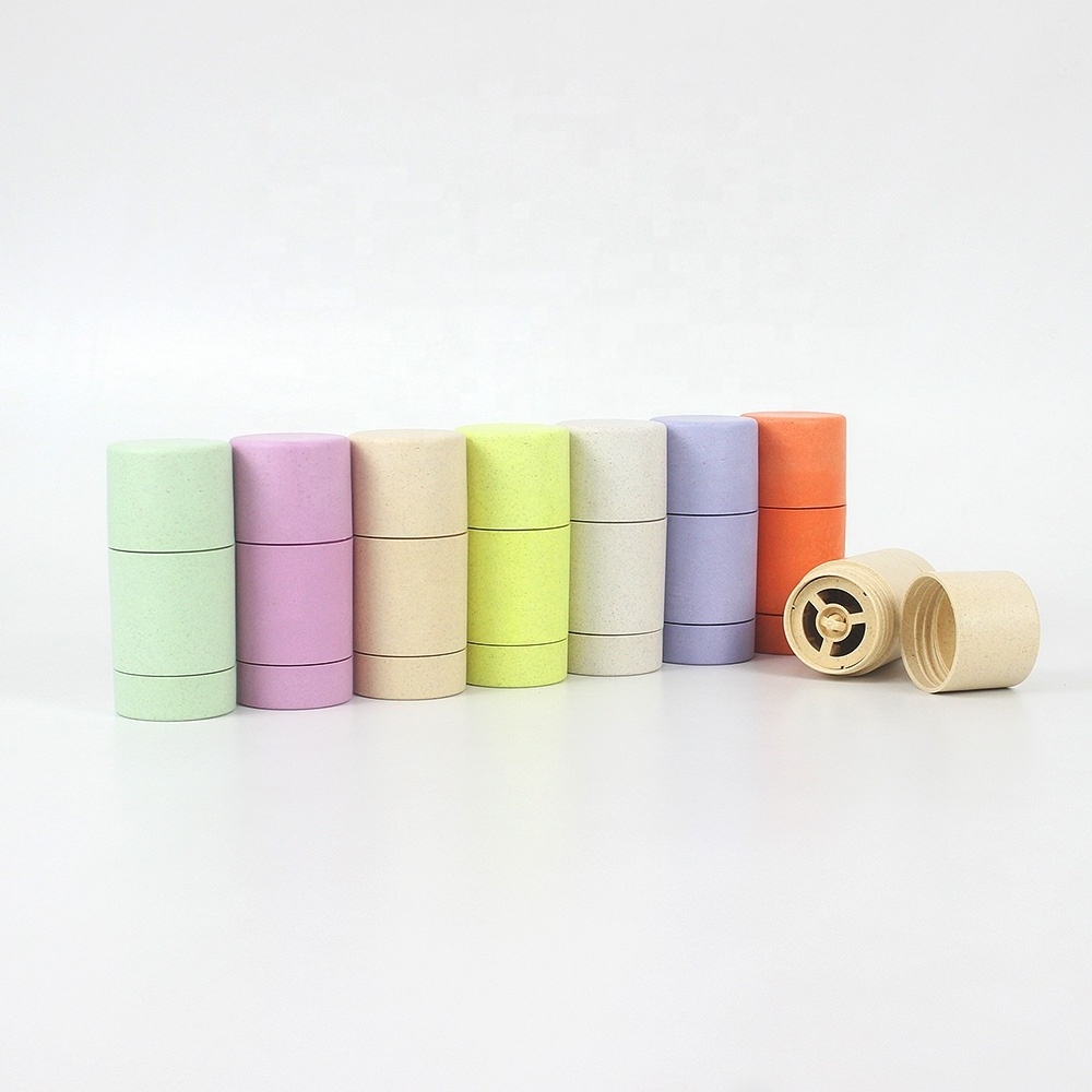 30ml Custom Eco Friendly biodegradable wheat straw Antiperspirant Deodorant tube Round Stick Container