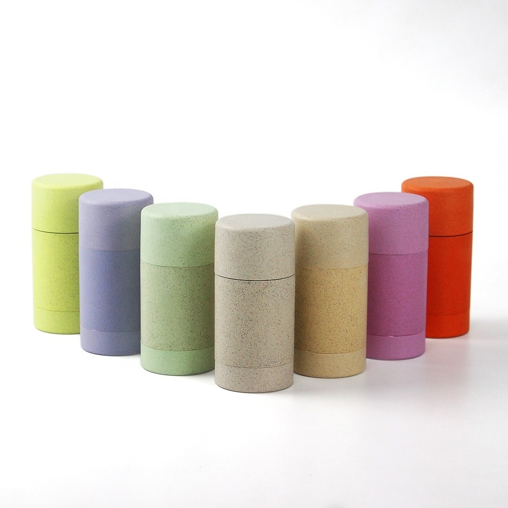 50 ml Wholesale Custom empty biodegradable wheat straw PCR twist up Deodorant Stick Container Round tube Packaging