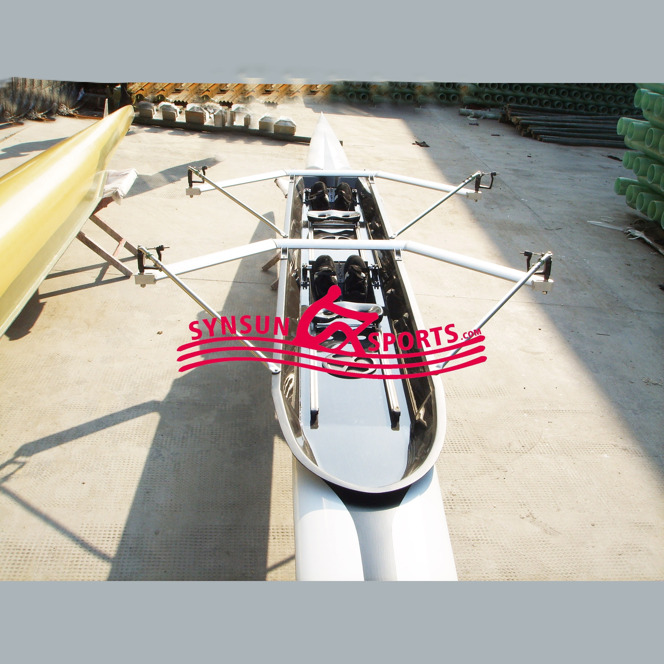 carbon fiber double scull rowing boat with round shoulder and AL wing riggers 2X