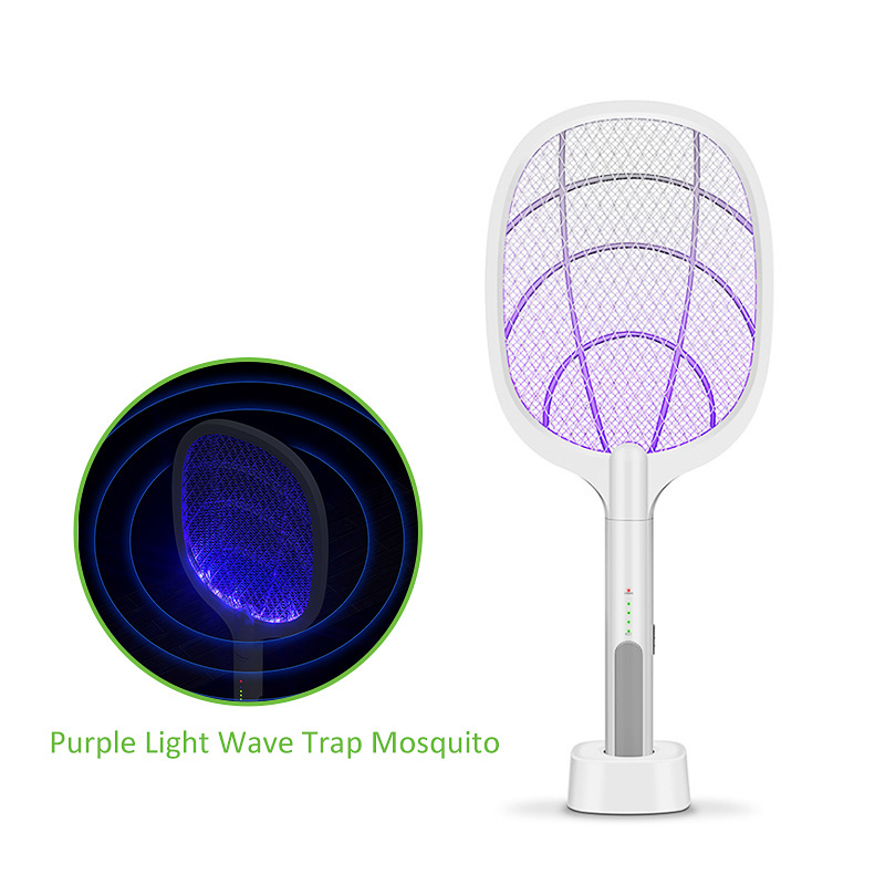 Bug Zapper Racket 2 in 1 Rechargeable Electric Fly Swatter Mosquito Swatter Bug Zapper Mosquitoes Trap Lamp Fly Swatter