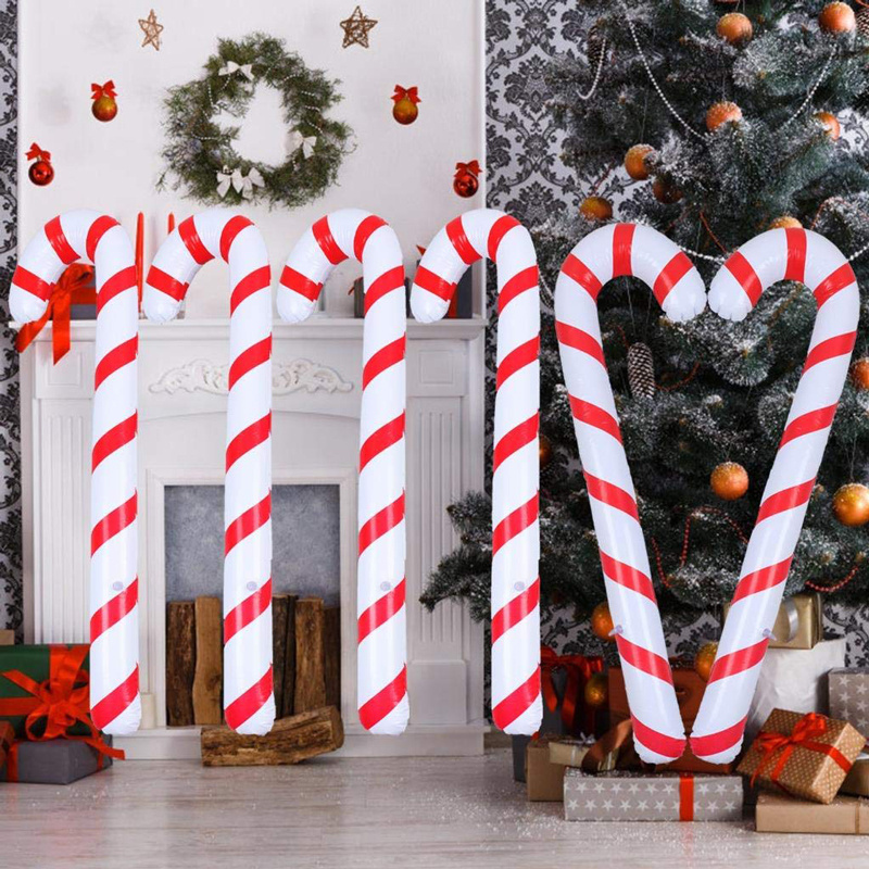 Inflatable Pieces Candy Cane Stick 88CM Giant Candy Cane Novelty Stick Inflatable Candy Cane for Christmas Fancy Decor