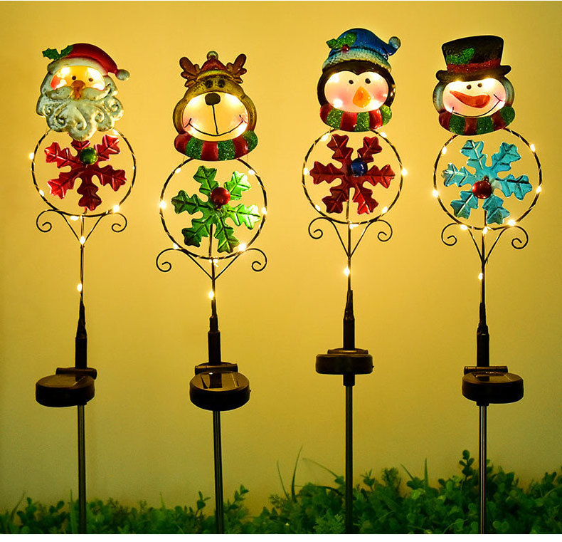 Merry Christmas Solar LED Garden Light Yard Lawn Snowman Elk Penguin Santa Claus Night Lamp Landscape Home Outdoor Decoration