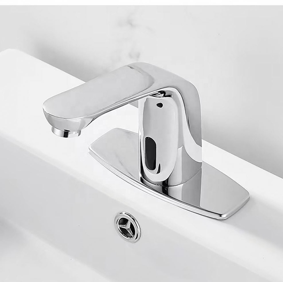 Factory Direct OEM ODM High Quality Brass Material Silver Sensing Self Closing Automat Basin Faucet Mixer Tap