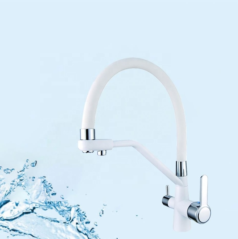 New Style Healthy Drinking Water Filter Black 3 Three Way Mixer Taps Kitchen Sink Faucet