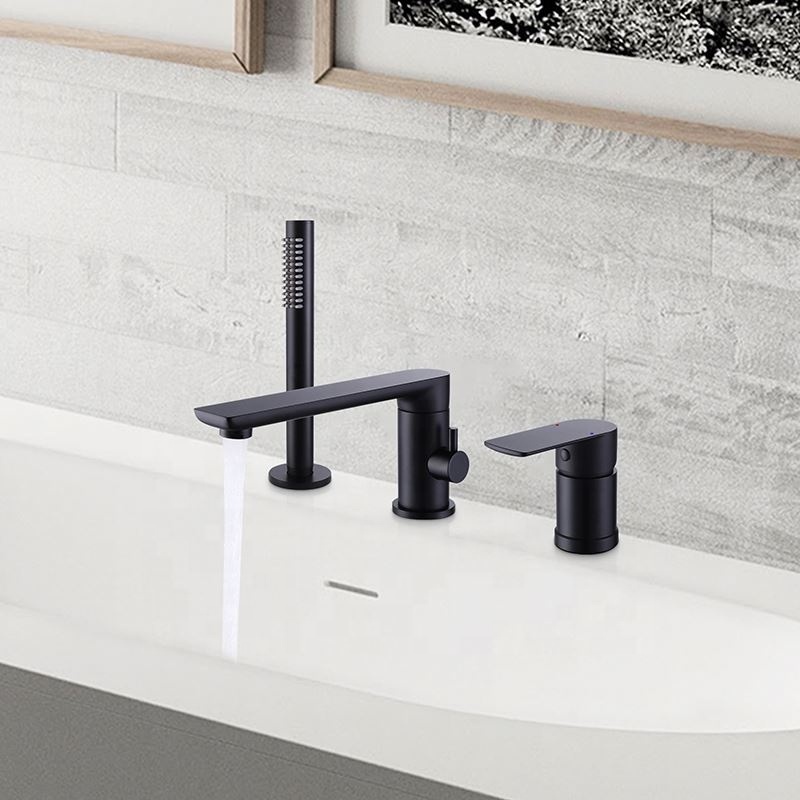 New Product Round Vertical Three Holes Deck Mounted Bathtub Filler Faucet And Shower