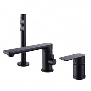 New Product Round Vertical Three Holes Deck Mounted Bathtub Filler Faucet And Shower