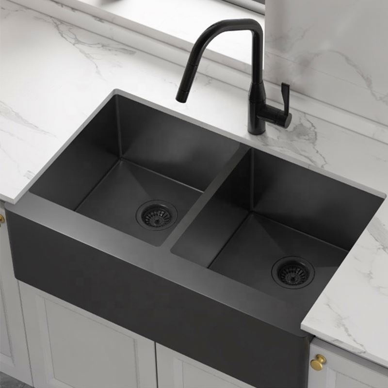 Factory Wholesale Hot Sale Black Sus304 Double Bowl sink Style House Kitchen Farm Sink