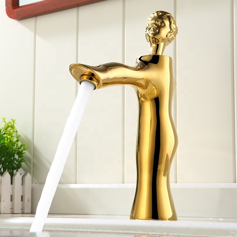 Low Price Brush Gold Copper Bathroom Basin Luxury Faucet