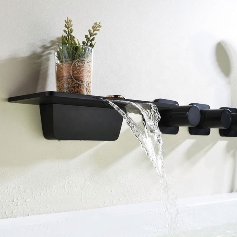 Good Selling Brass Black 5 Hole Concealed In-Wall Walk In Upc Bathtub Faucet