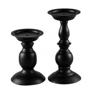 Synwish Black Taper Candlestick Metal Candle Holders Set Table Decorative Candle Stand Holder for Pillar Candles