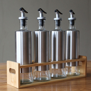 300ML Food Grade Glass Sauce Bottle Dispenser with Spout Kitchen Olive Oil Bottle for Cooking