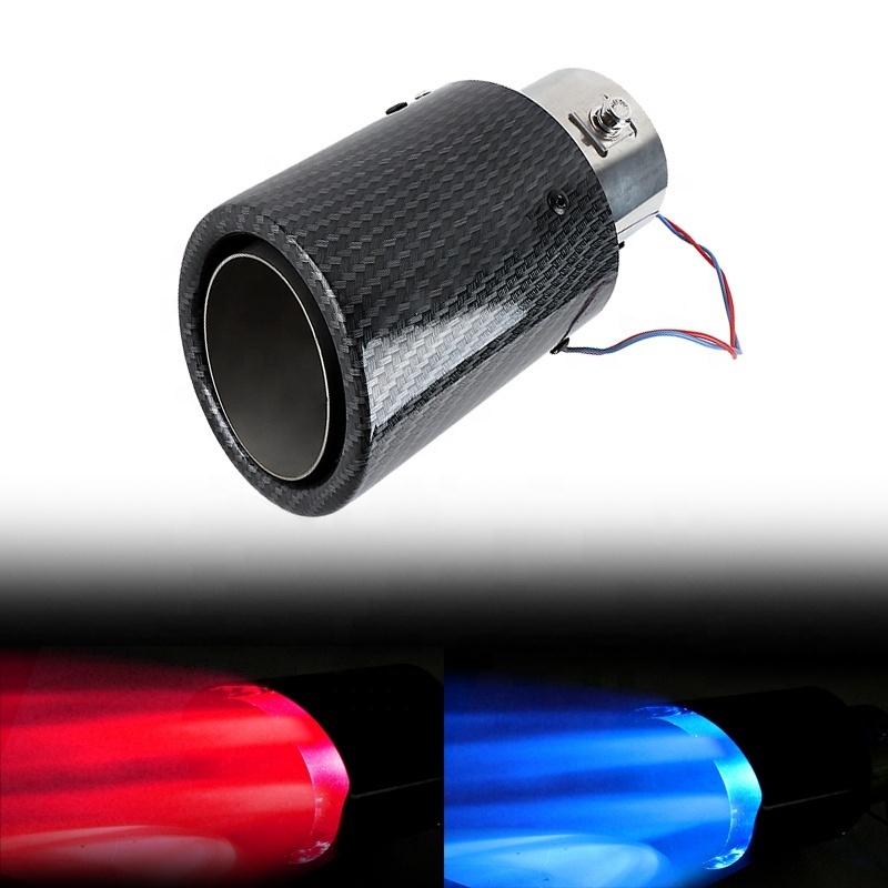 SYPES Universal High Performance Carbon Fiber Led Red Blue Light Fashion Led Exhaust Muffler Tips Exhaust Pipe Tail Tip