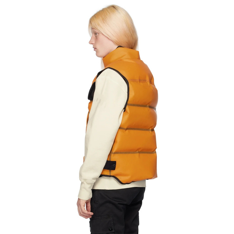 OEM Custom Waterproof Down-filled Bonded Polyurethane Vest High Quality Thermo-reactive Technology Orange Down Vest for Men