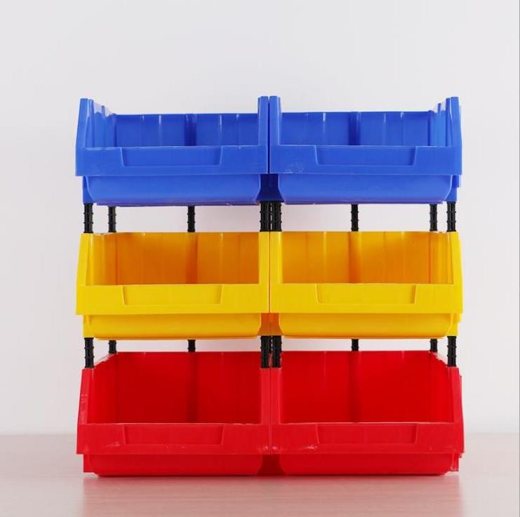 Hang and Stack Bin Front Loading Stackable Plastic Bins for Storage Organizing Tools