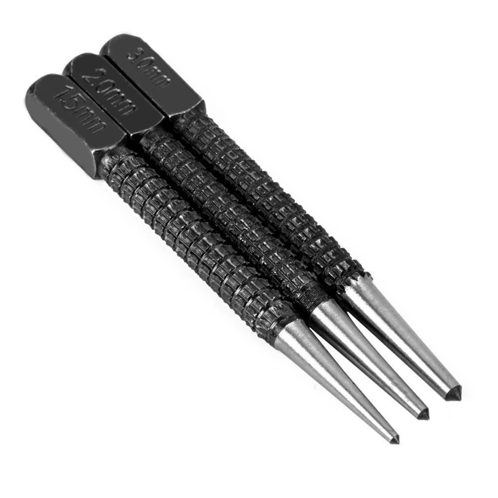 3pcs Non Slip Center Punch Set Alloy Steel 3/32