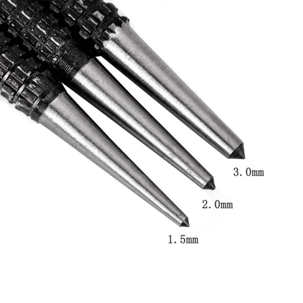 3pcs Non Slip Center Punch Set Alloy Steel 3/32