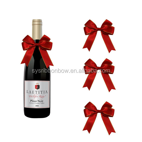 Wholesale Factory custom manufacture various Holiday wine bottle neck ribbon bows