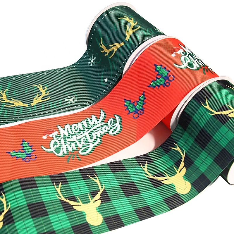 New 75mm 3inch Wide Christmas Element Printed Polyester Satin Ribbons Nutcracker Grosgrain Ribbons for 7